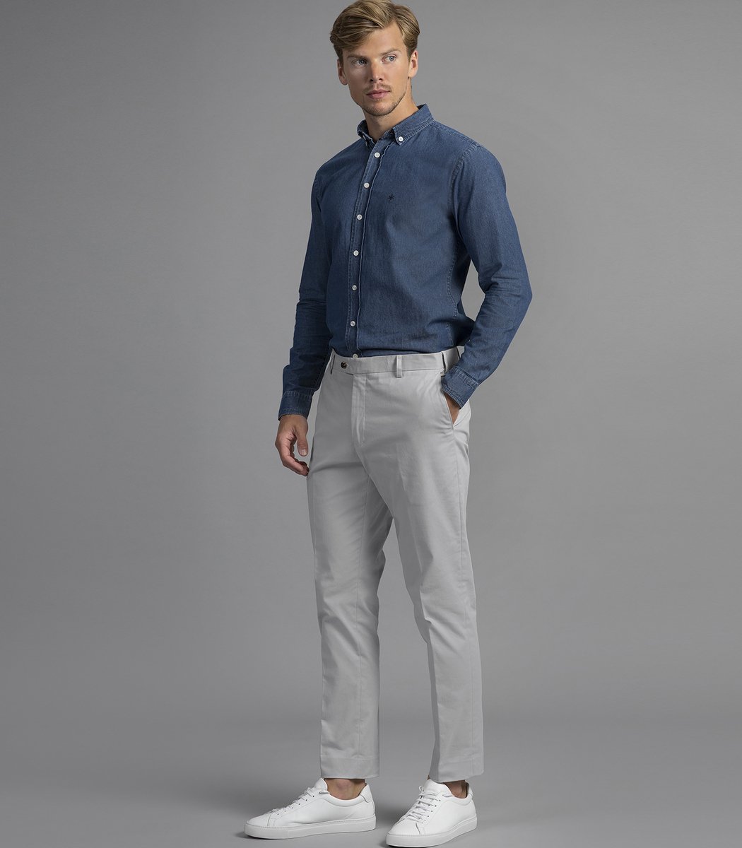 Laurent Vergne - Heren - Broek - Grijs - Katoen Stretch - maat 50 - Slim fit