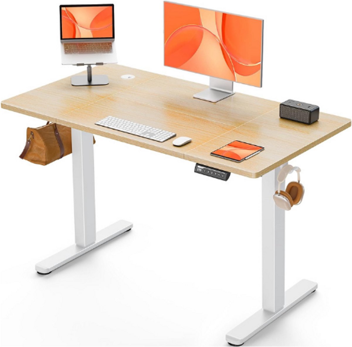 ErGear Elektrisch Zit Sta Bureau 120 X 60 Cm - In Hoogte Verstelbaar Bureau Met 4 Geheugenstanden Smart Paneel - Ergonomisch Kantoor Bureau Voor Thuiswerk - Stevig Design Met Verdeelplaat
