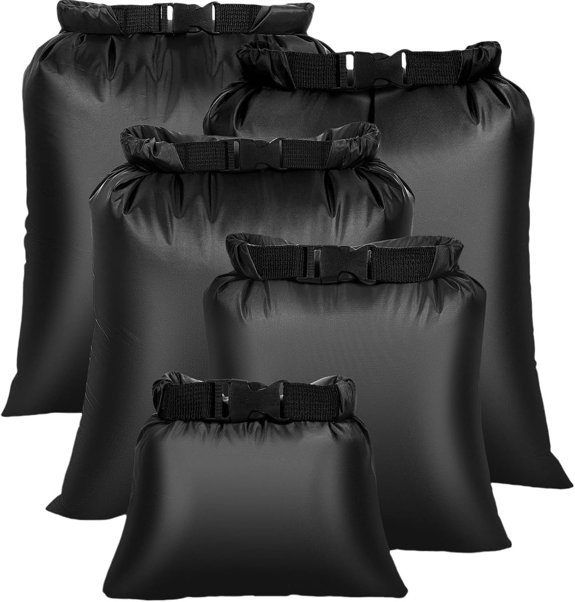 Drybag Set van 5 Stuks - Waterdichte Tas / Rugzak - Strandtas - Zwemtas - Wetbag - Droogtas - Outdoor Tas - Polyester - 22L - Zwart - van Imperatoris