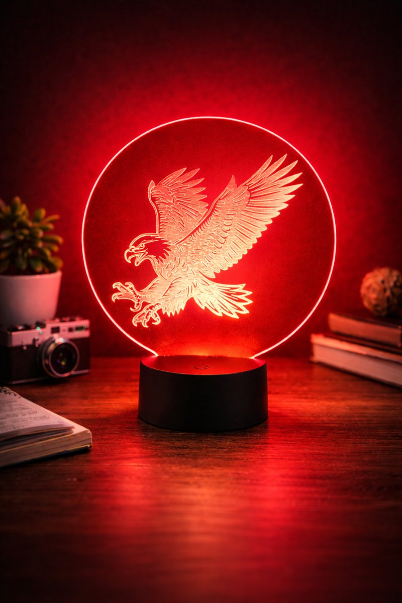 LED Adelaar Lamp 3D | RGB Nachtlamp met Afstandsbediening | 25cm | USB of Batterij | Unieke Cadeau Lamp