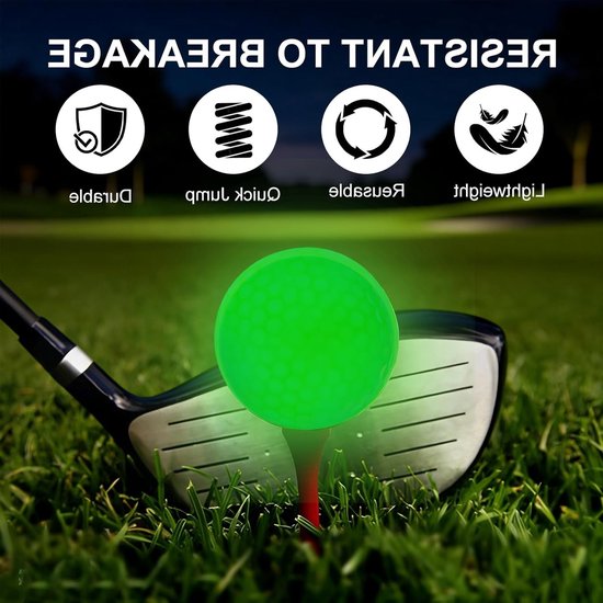 Glanzende golfballen set van 6 stuks voor nachtelijk golfen, lichtgevende sportaccessoires van Merkloos — afbeelding 2