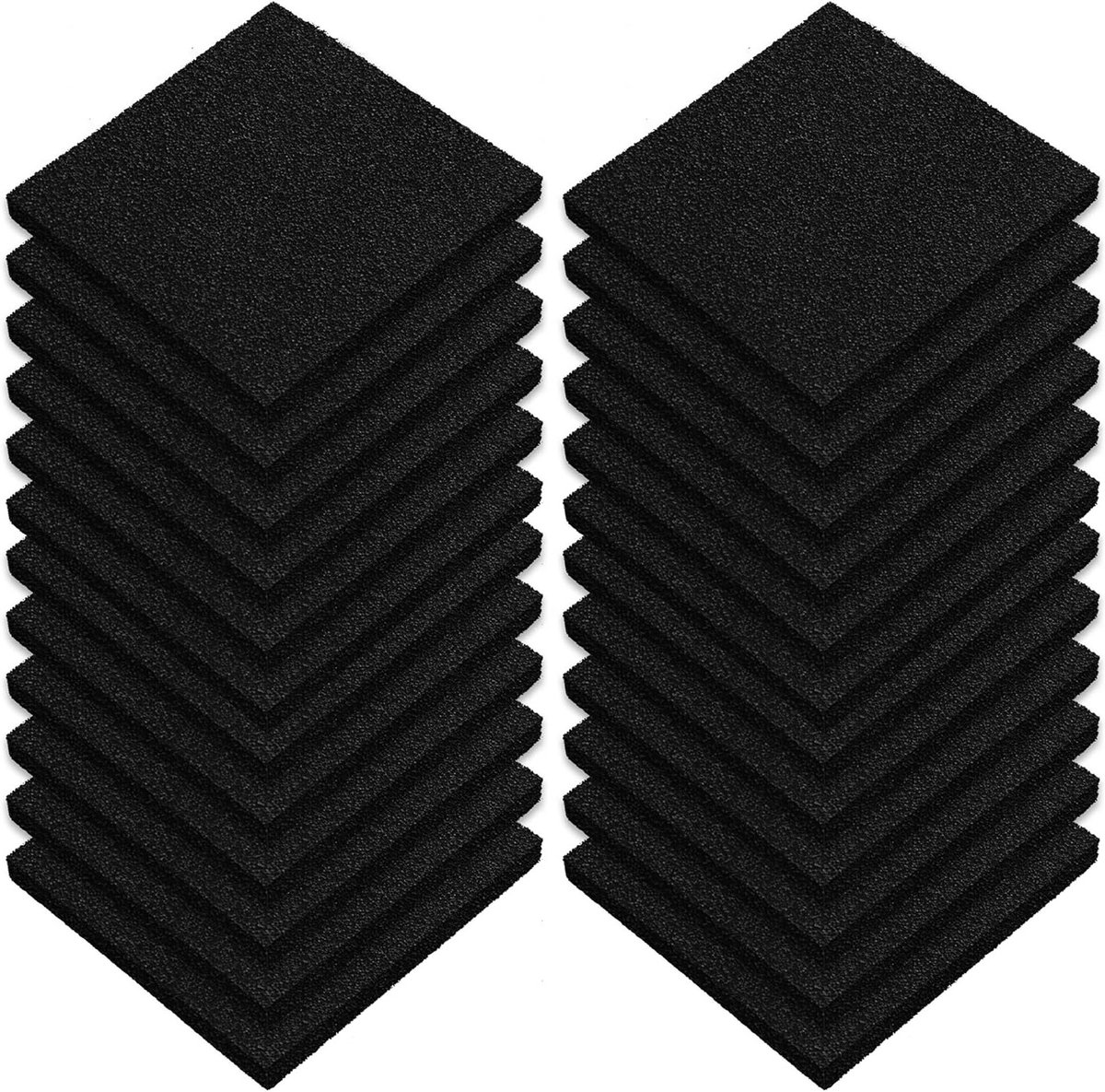 24 Stuks 12x12cm Rectangular Compost Bin Filters met 1cm Dikke Actieve Koolstof, Geurfilter en Vervangingsfilters voor Keukencompostbakken, Zwart