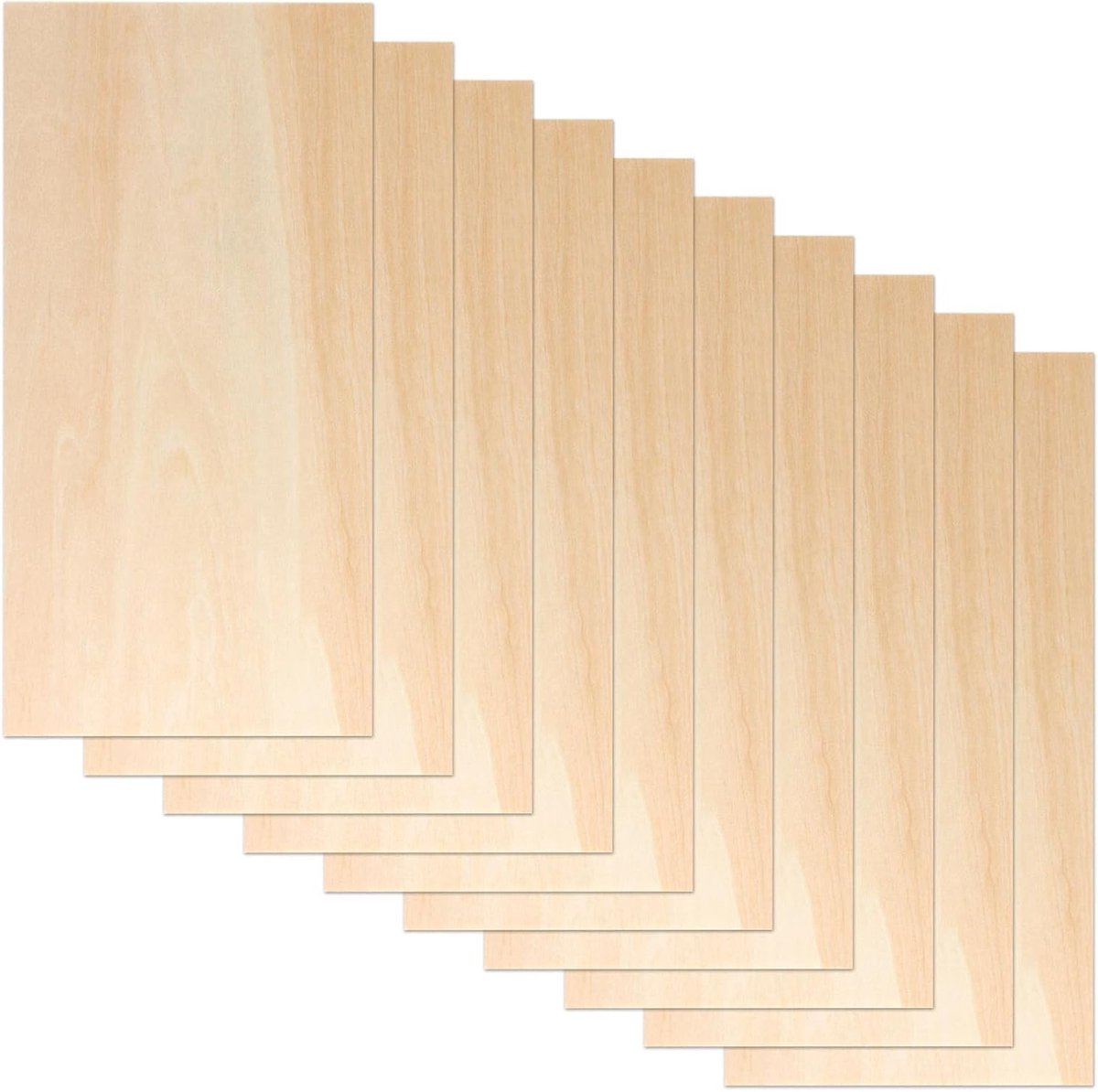 Set van 10 Balsa Houten Platen 20 x 10 cm, Lichtgewicht DIY Panelen voor Ambachten, Lasergraveren en Bootbouw