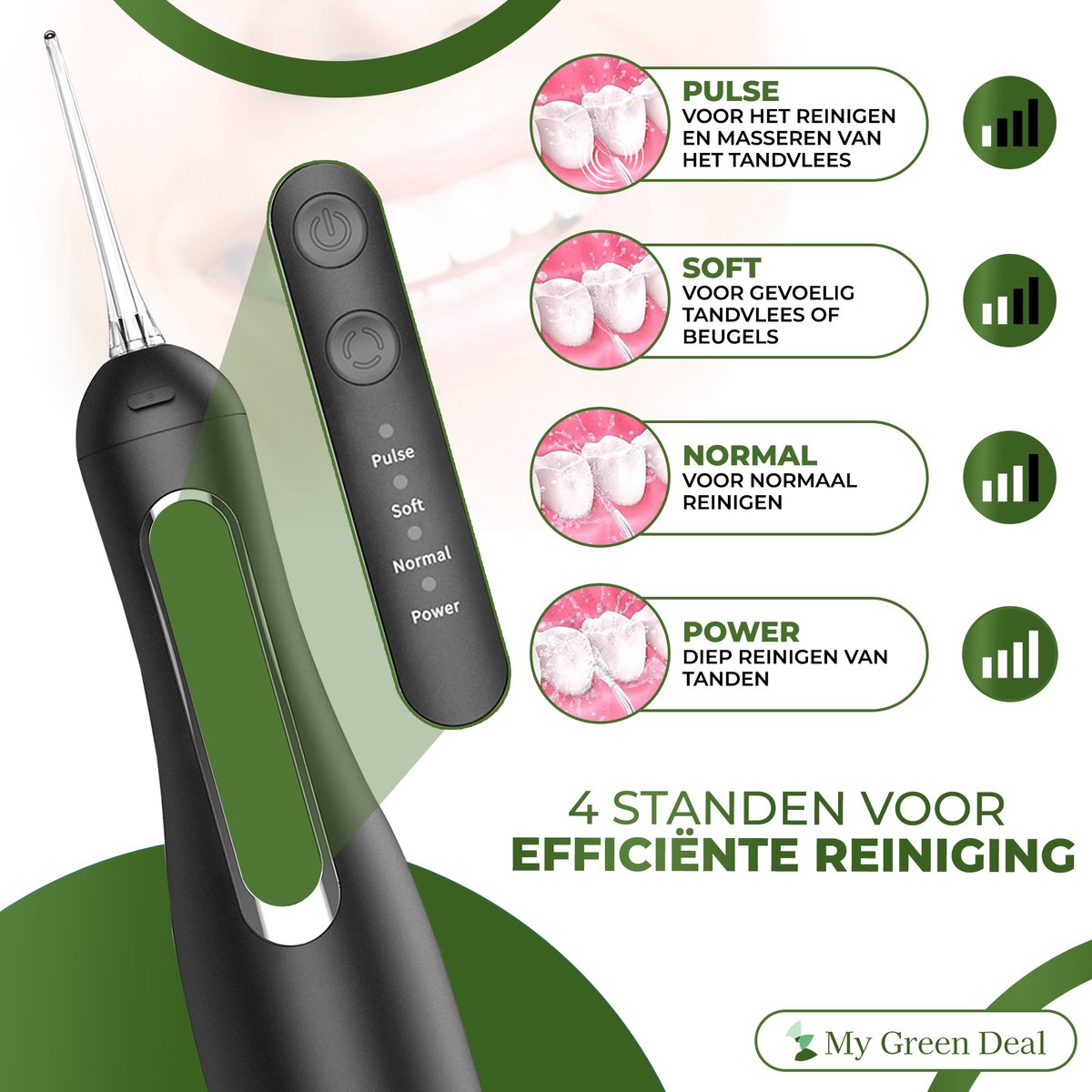 My Green Deal - Waterflosser Draadloos - Elektrische Tandenflosser- Monddouche - Mondverzorging - Flosapparaten - Tongreiniger thumbnail 4