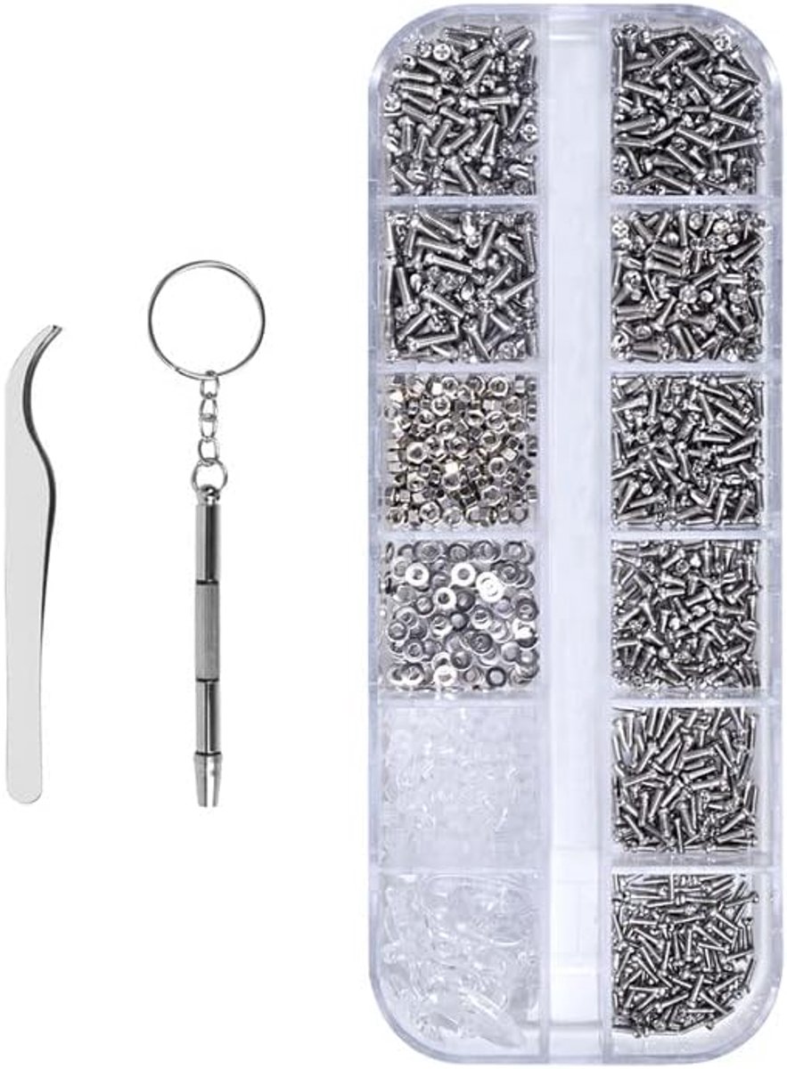 1100 Pcs Eyeglass Tool Set - Watchmakers Screws Repair Kit - Brillen - Horloges - Zonnebrillen - Juwelen - Laptop - Schroevendraaier - Pincet