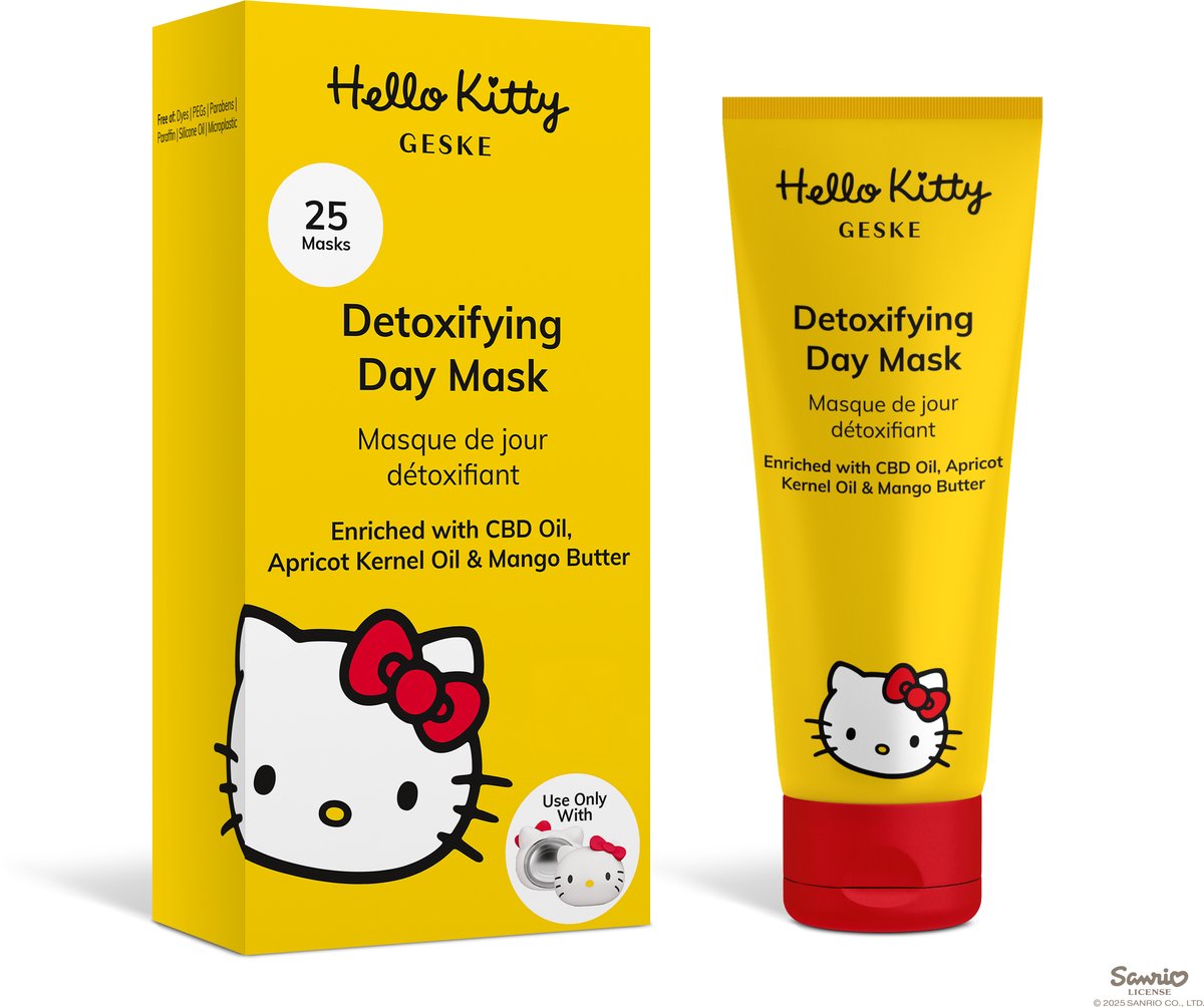 GESKE Detoxifying Day Mask | Gebruik met Hello Kitty Sonic Warm & Cool Mask | Gezichtsmasker met CBD, abrikozenpitolie en mangoboter | Beschermend | Normale tot gevoelige huid | Vegan en dierproefvrij