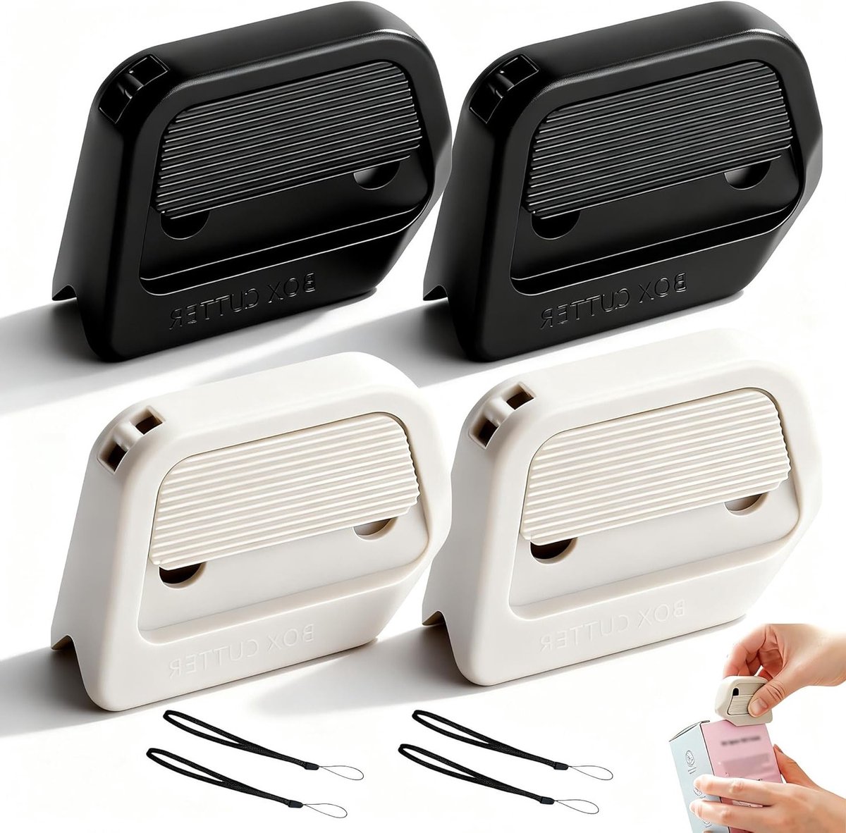 Cadeauverpakkingssnijset van 4 stuks, telescopisch keramisch mes, mini-mes met magneet en lanyard, veilig verpakkingsopener voor dozen, tape en inpakpapier