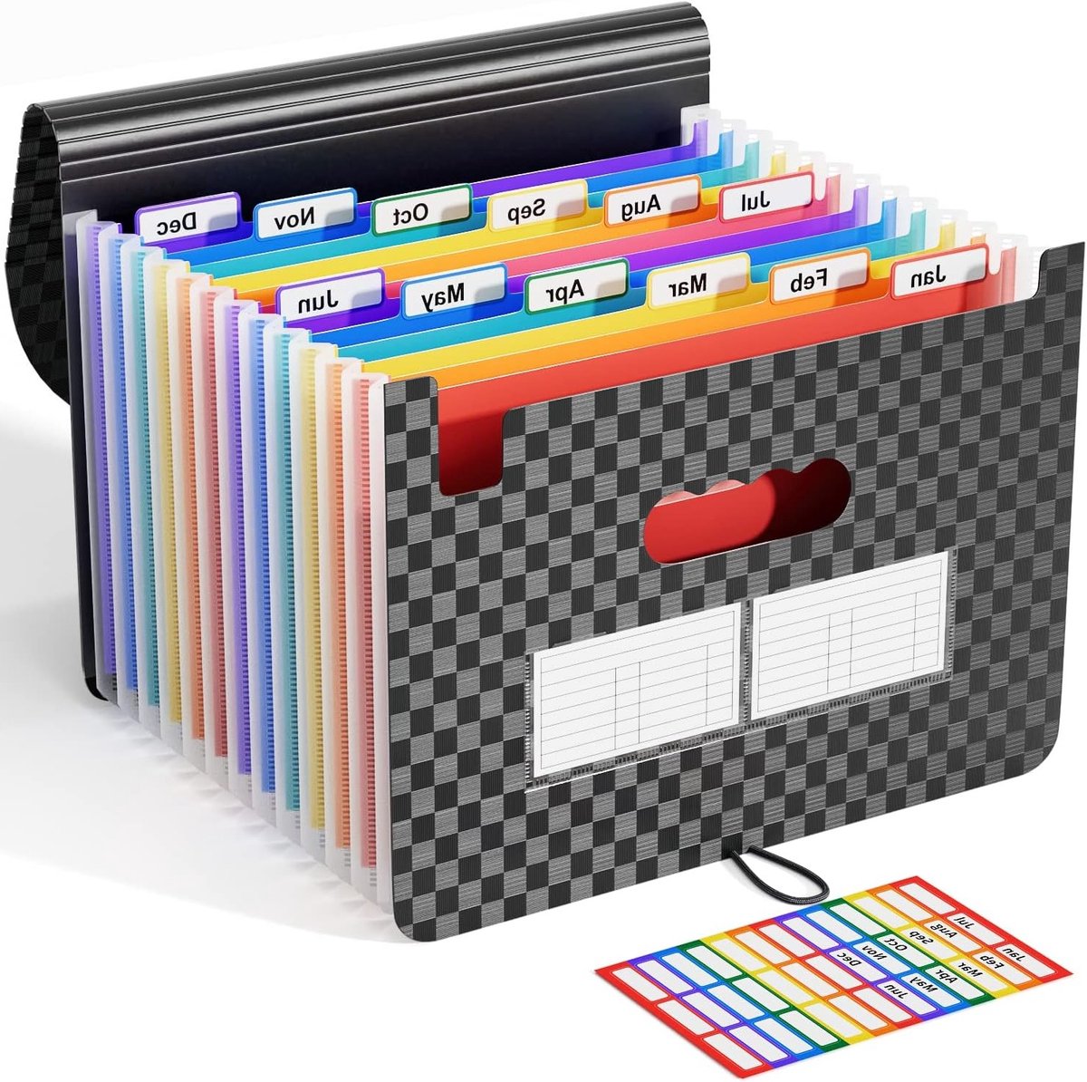 Opbergmap met vouwvakken - 13 vakken - A4 - administratief papier - documenten organizer - accordeon - uittrekbaar met elastische sluiting