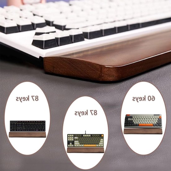 Ergonomische Houten Polssteun voor Toetsenbord - 30cm, Antislip, Ideaal voor Kantoor en Gaming, Vermindert Pijn en Verhoogt Comfort — afbeelding 4