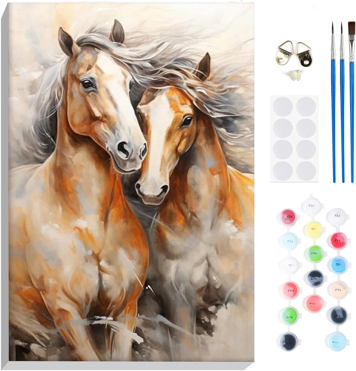 Schilderen op nummer voor volwassenen: Paard schilderkit met lijst, DIY acrylverf, creatief cadeau voor hobbyisten en dierenliefhebbers