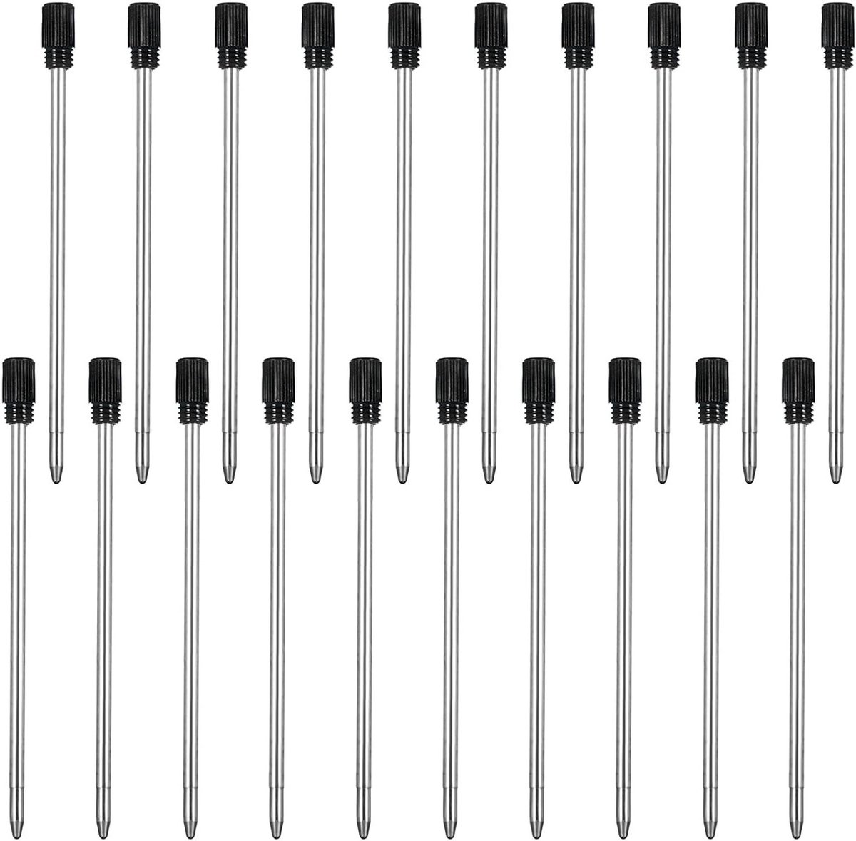 20 Stuks 2.75 Inch Balpen Navullingen, 1mm Medium Tip Zwart Inkt, Vervangbare Metalen Refills voor Balpennen en Kantoorbenodigdheden