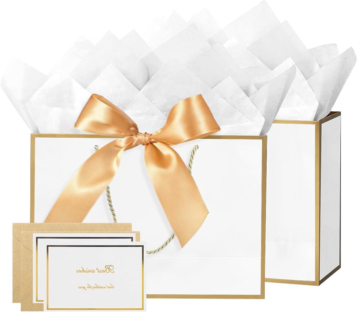 Set van 2 Herbruikbare Cadeauzakken met Strikken, 28x20x10cm, Ideaal voor Verjaardagen en Bruiloften, Papieren Cadeauzakken voor Feestjes