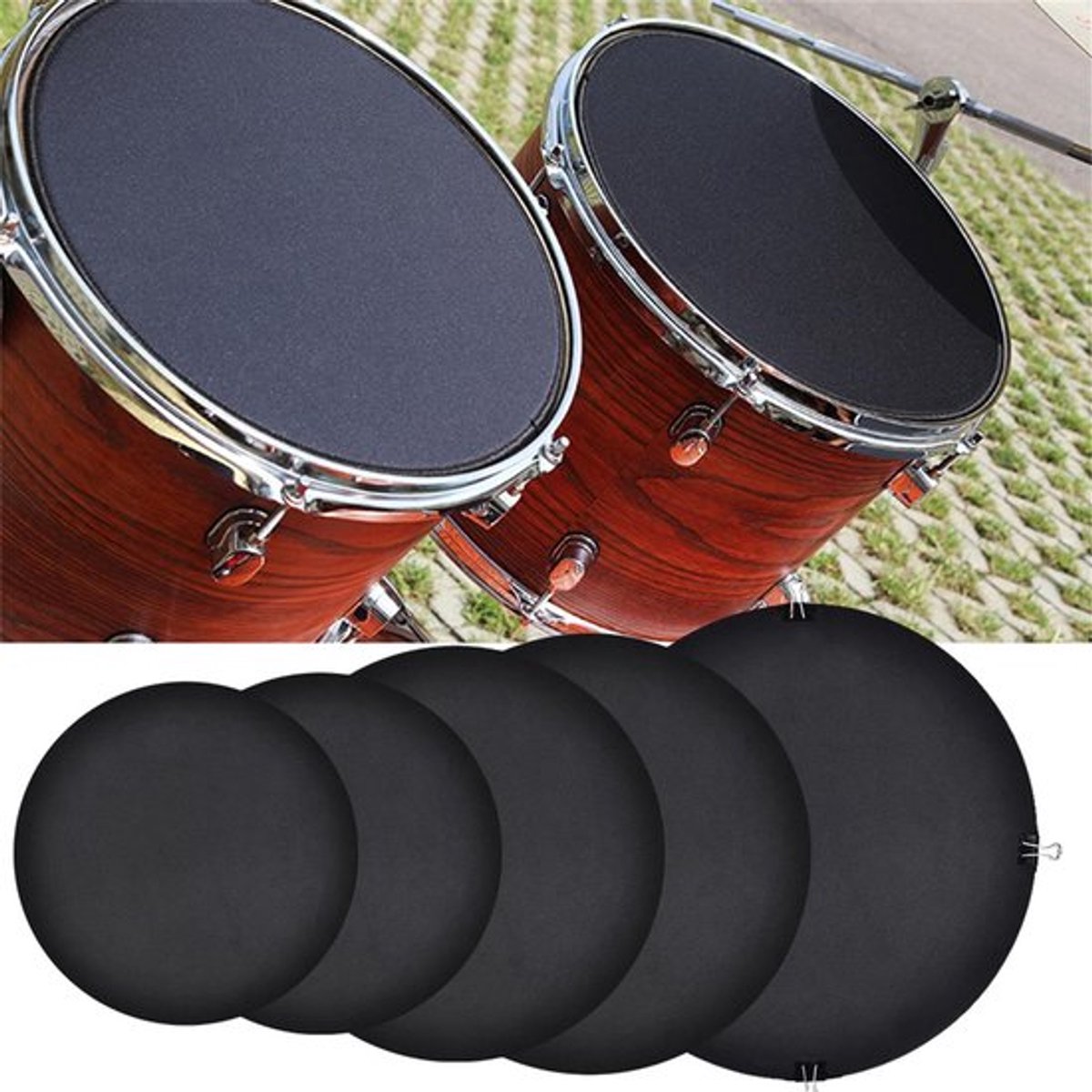 Drumdemper, 10 stuks, Demperdemper voor drums, Oefenpad voor bassdrums, Silent Sound Out, Zwart