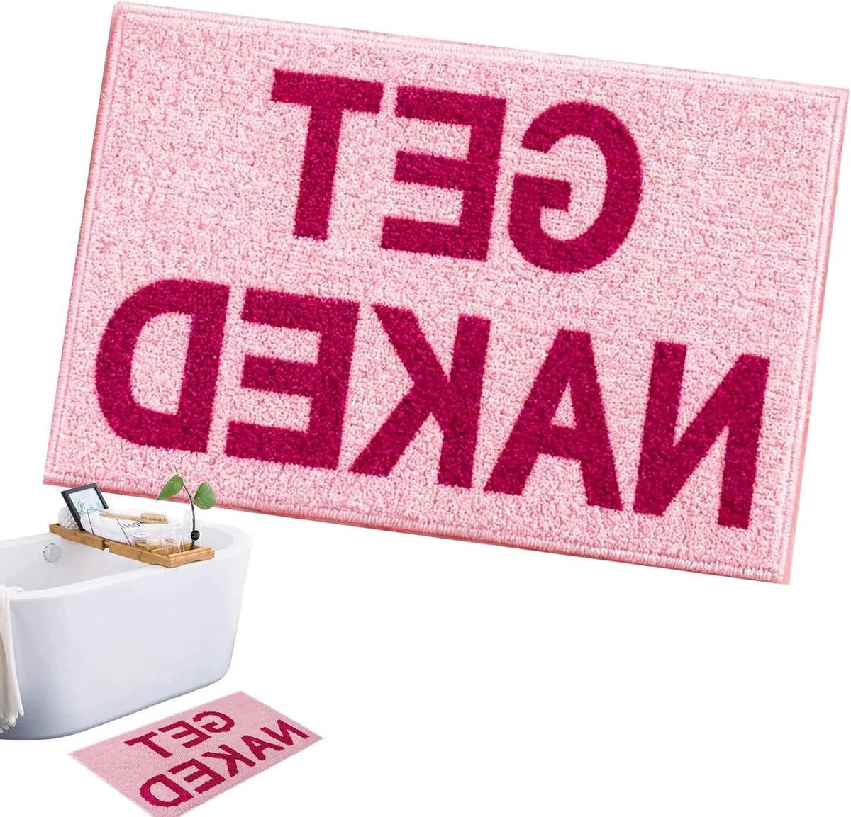 Zachte roze badmat 40 x 60 cm - Antislip badkamerkleed voor douche, hotel en thuisgebruik