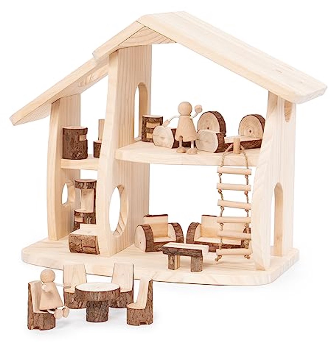 Guidecraft poppenhuis speelgoedset - Woodlands - multicolor karton.