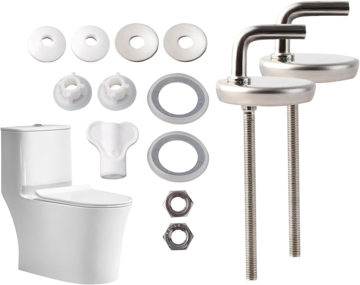 Vervangingsscharnieren voor WC-zitplaatsen van roestvrij staal, universele bevestiging, 2-delige set voor wandmontage en toiletaccessoires