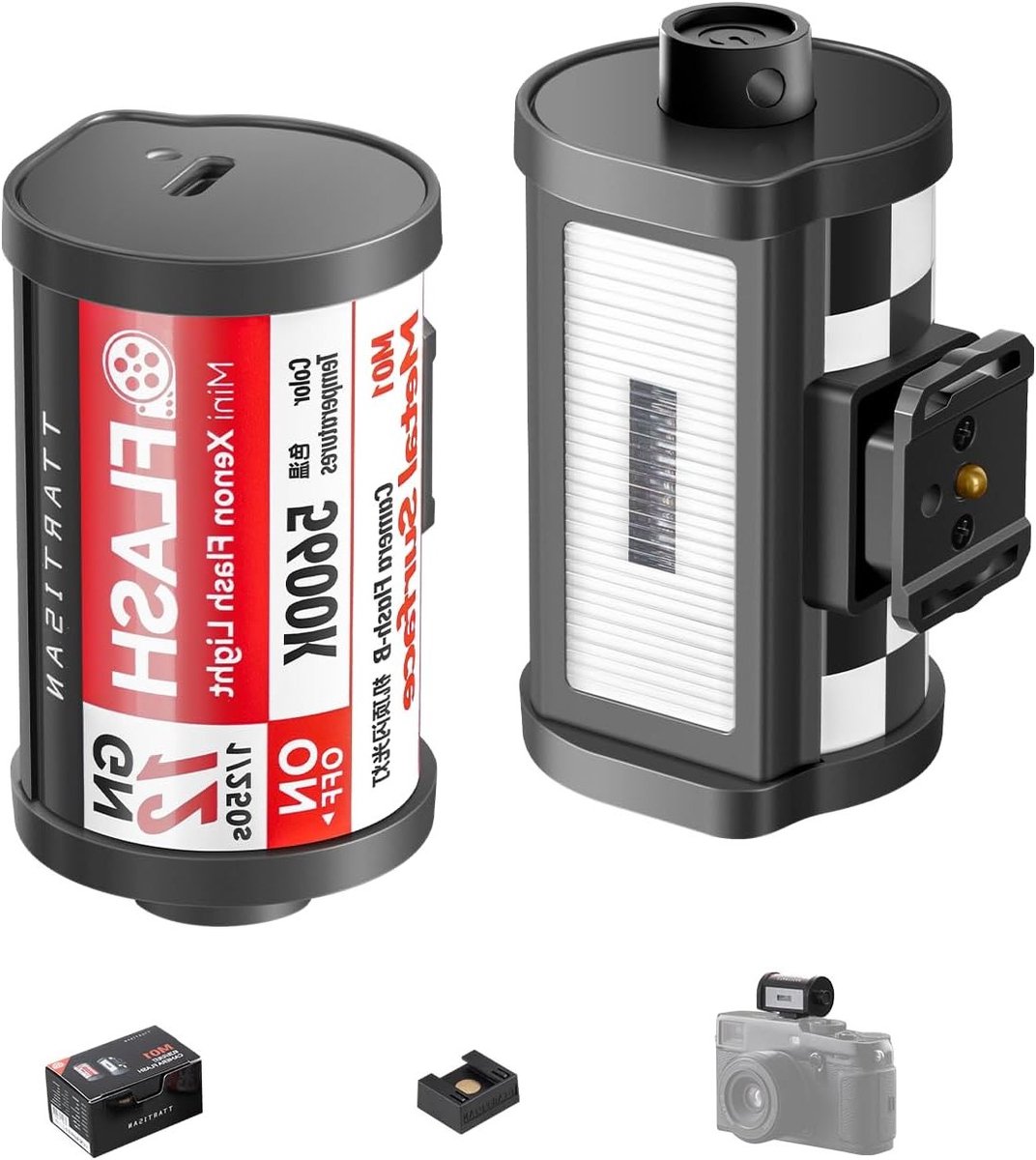 Retro Design Mini Xenon Flitser GN12 met 4 Modus en Type C voor Fuji, Nikon, Sony, Canon en Leica Camera's