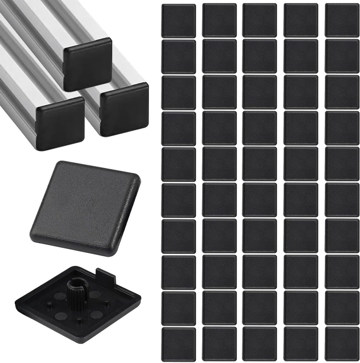 Afdekkappen aluminium profiel - 50 stuks 30x30 mm