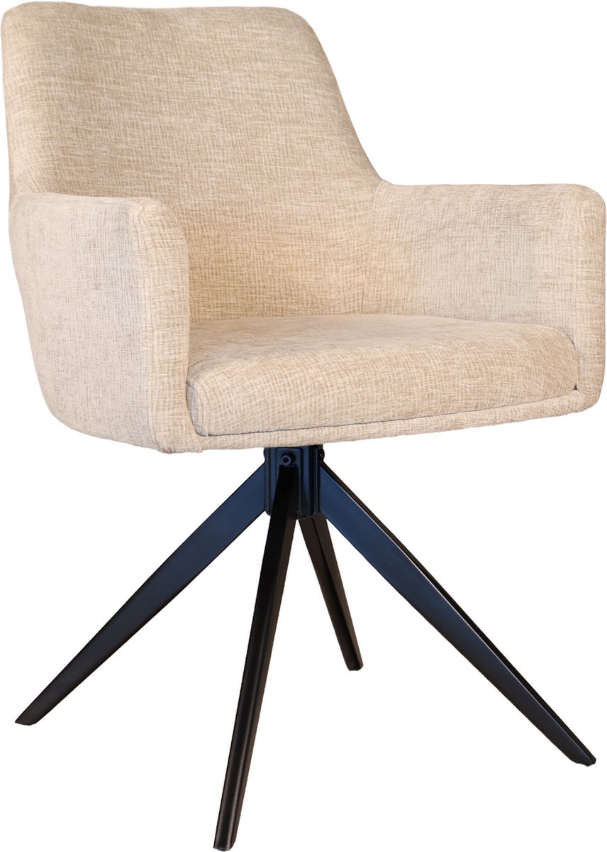 Lizzely Garden & Living SET DEAL: 4 stuks Eetkamerstoel draaibaar Nola taupe eetstoel draaibare stoel zetel