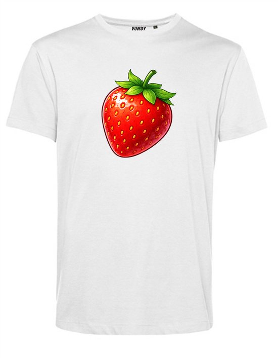 T-shirt Strawberry groot | Zomer Festival - Harry Styles Concert - Beach Party - Vakantie | Tropical Kleding | Fruit Shirt | wit | maat 5XL