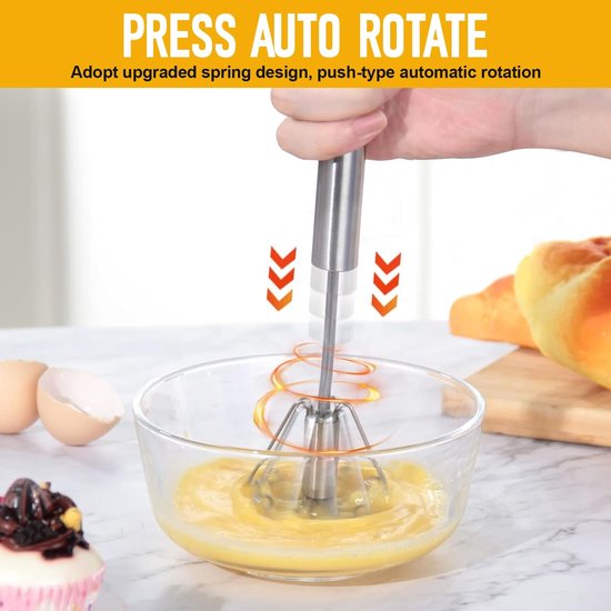 aladdien - Sneeuwborstel - Handmixer - Multifunctionele eiergarde - Zilver - Roestvrij staal - Voor koken en mixen - 27x7 cm van Aladdien — afbeelding 4