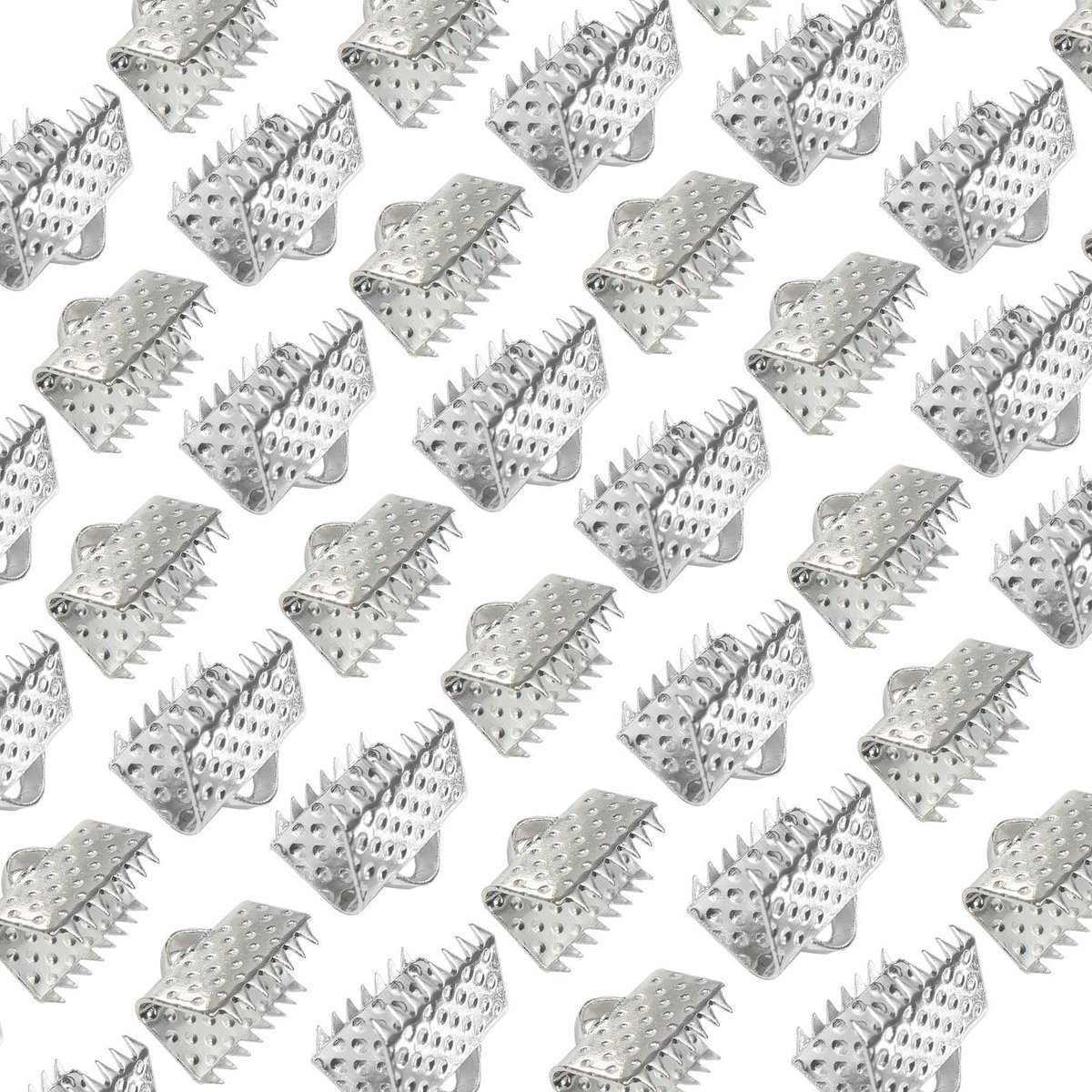 Allecto - 100pcs Ribbon Clamp - Metaal - Duurzaam - Zilver - Cord Clamp - Handig voor DIY - Perfect voor sieraden maken