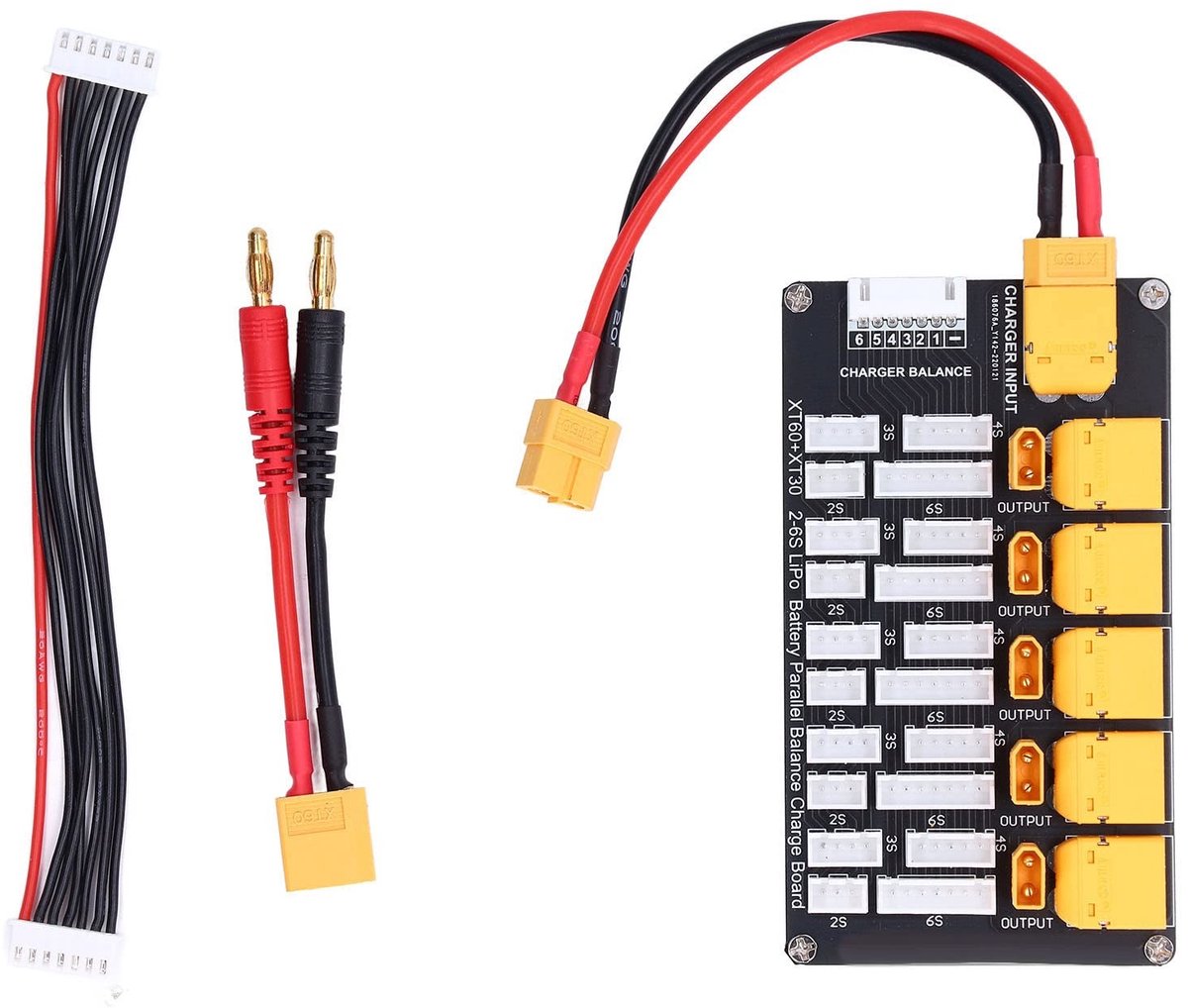 Laadbord Accu - Parallel Lader - Modellen Laden - Meerdere Poorten - XT30 XT60 - Zwart