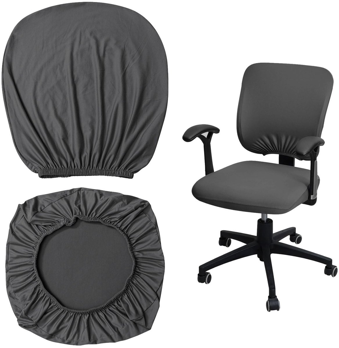 Wasbare Donkergrijze Office Chair Cover - Elastische Bescherming voor Kantoorstoelen