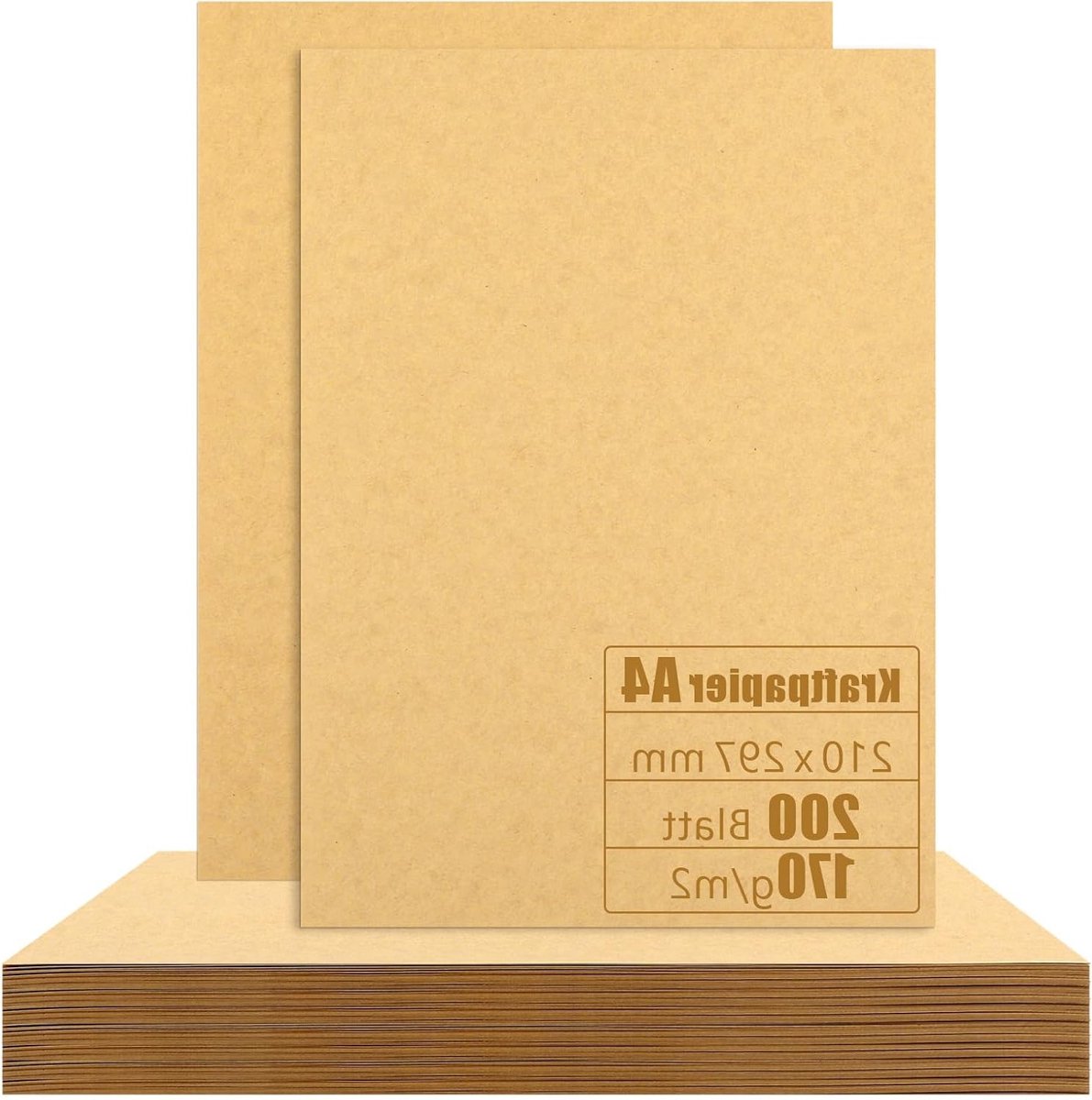 Natuurlijk Kraftpapier A4 200 Vellen 170 g - Ideaal voor Creatief Knutselen, Printen en Trouwen Labels