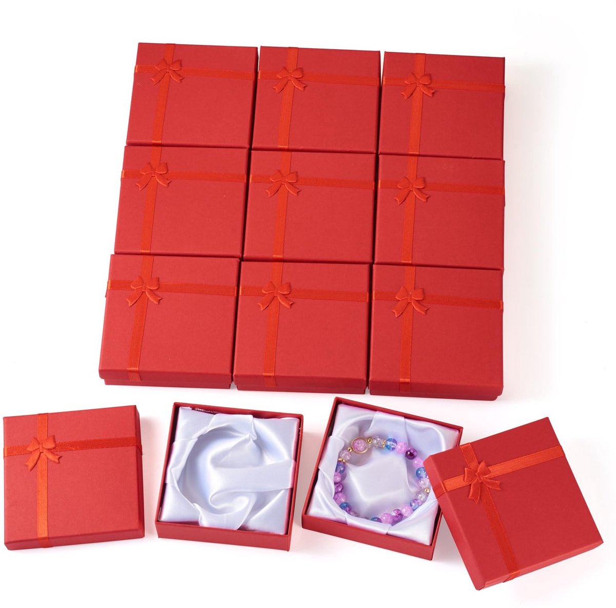 Allecto - Armband Geschenkdozen - Kartonnen Sieraden Dozen - Rood - Bruiloft - Moederdag - Cadeau - Uniek - 12 Stuks
