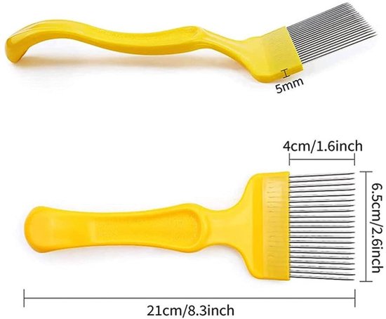 Allecto - Stainless Steel Discovery Fork - Beekeeper Tool - 21 Tanden - Geel - Beekeeping Equipment - Perfect voor Imkers - 20.5 x 7 cm van Merkloos	 — afbeelding 3