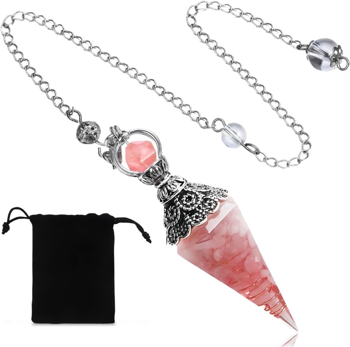Allecto - Waterhanger - Hexagonale Slinger - Magische Kristallen Decoratie - Met Roze Steen - Uniek en Betoverend - Voor Binnen en Buiten - Geschik..