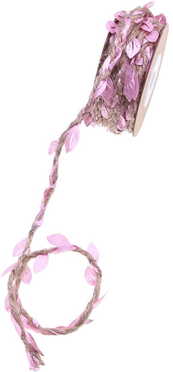 aladdien - Jute Touw met Kunstmatige Bladeren - Decoratief Ribbontouw voor DIY Creaties - Robuust en Natuurlijk - Geschikt voor Knutselen en Versier..