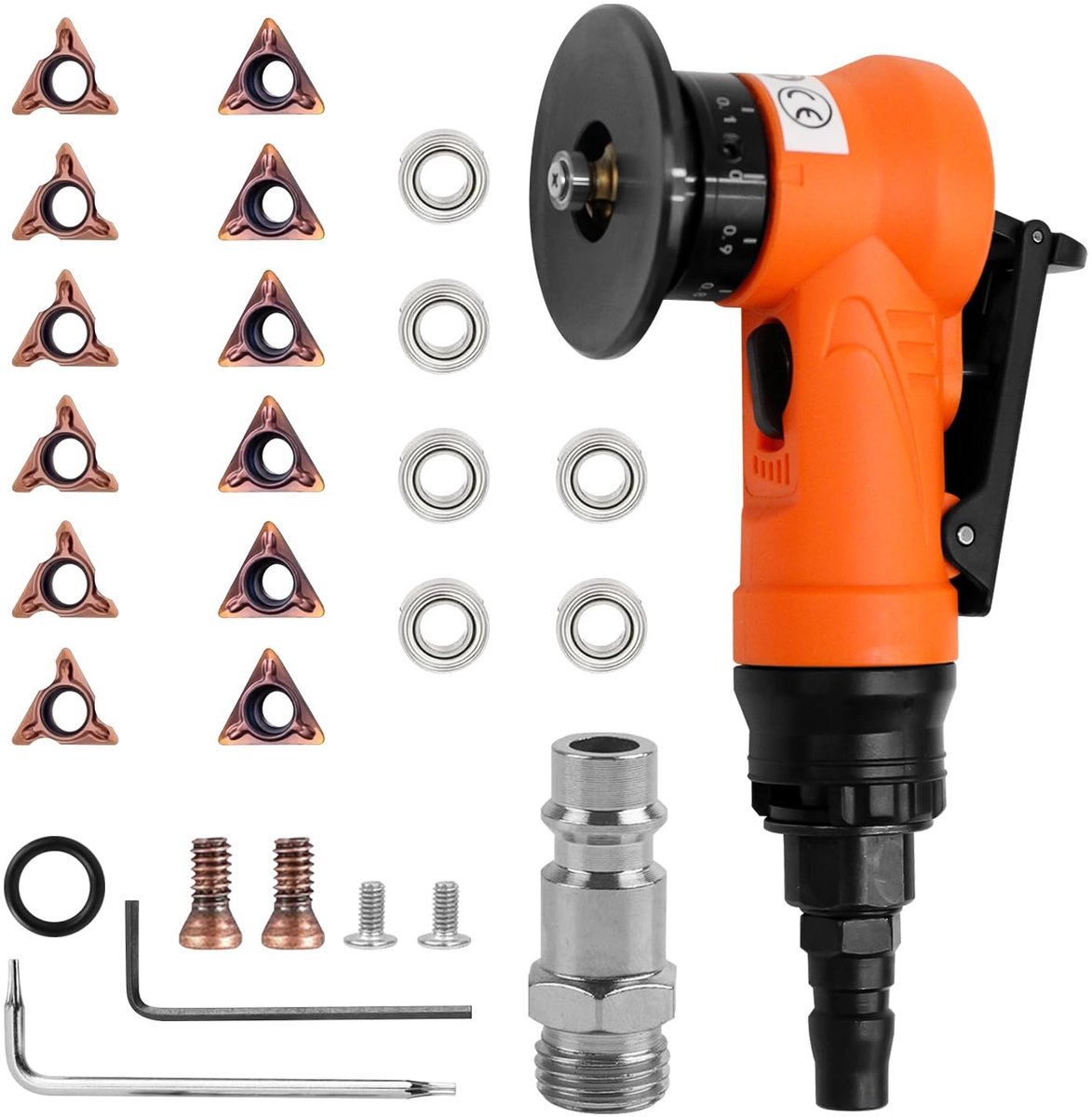 Allecto Mini Pneumatic Chamfer Machine Handgereedschap Lichtgewicht en efficiënt Oranje Chamfering voor metaalbewerking Perfect voor