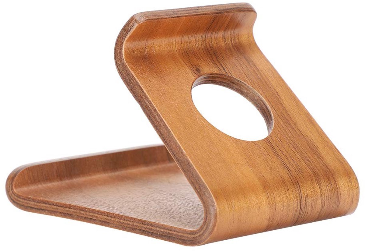 Draagbare Mobiele Telefoonstandaard voor Desktop - Houten Tablet Houder