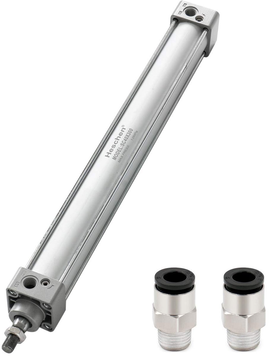 Store_8 - Pneumatische Standaard Cilinder - 40mm Bore - Dubbele Actie - Zilver - 300mm Slag - Geschikt voor Industrieel gebruik - Model SC 40-300-S