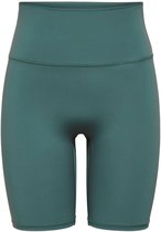 Donkergroene fietsbroek van Only Play met hoge taille en korte pijpen.