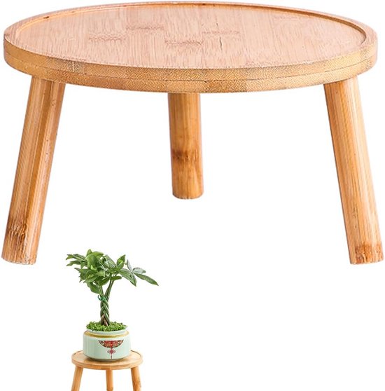 Kleine Houten Plantentafel - Bloempotstandaard, Decoratieve Bloemhouder voor Binnen en Buiten, Ideaal voor Vensterbank en Tuin (16 x 10)