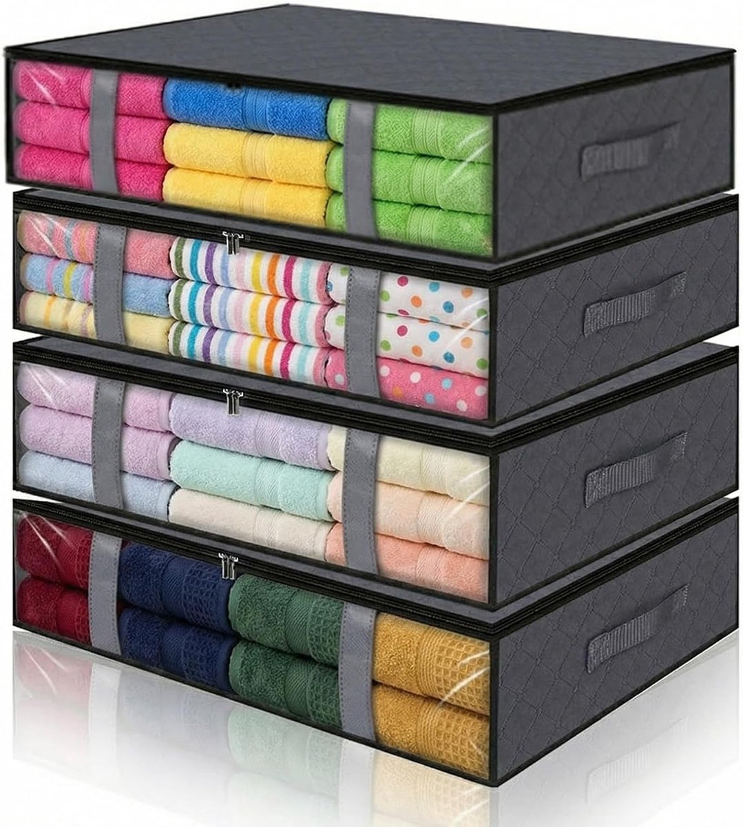 4x Opbergboxen voor Onder het Bed - Ruime Opslag voor Kleding en Beddengoed