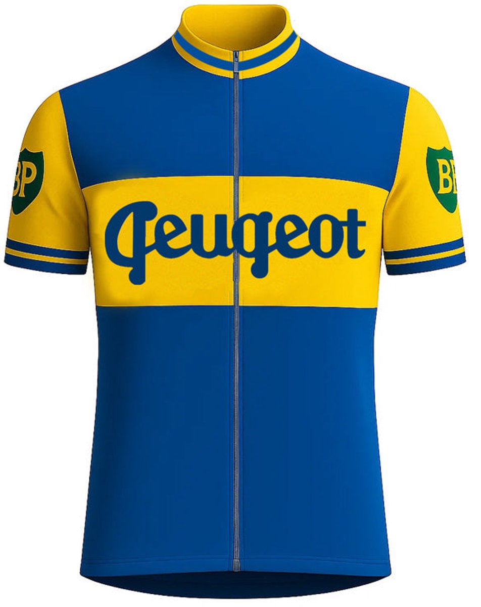 Retro Wielershirt Peugeot-BP-Dunlop (1956-1960) - Blauw/Geel Gruppo Sportivo - M