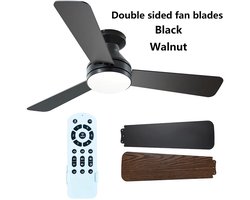 Plafondventilator 3 blad Ø105cm zwart - stille ventilator – top kwaliteit - energie zuinig – met remote - ventilator voor laag plafond - 6 snelheden – beste alternatief voor airco - zomer en winter stand – zwarte ventilator