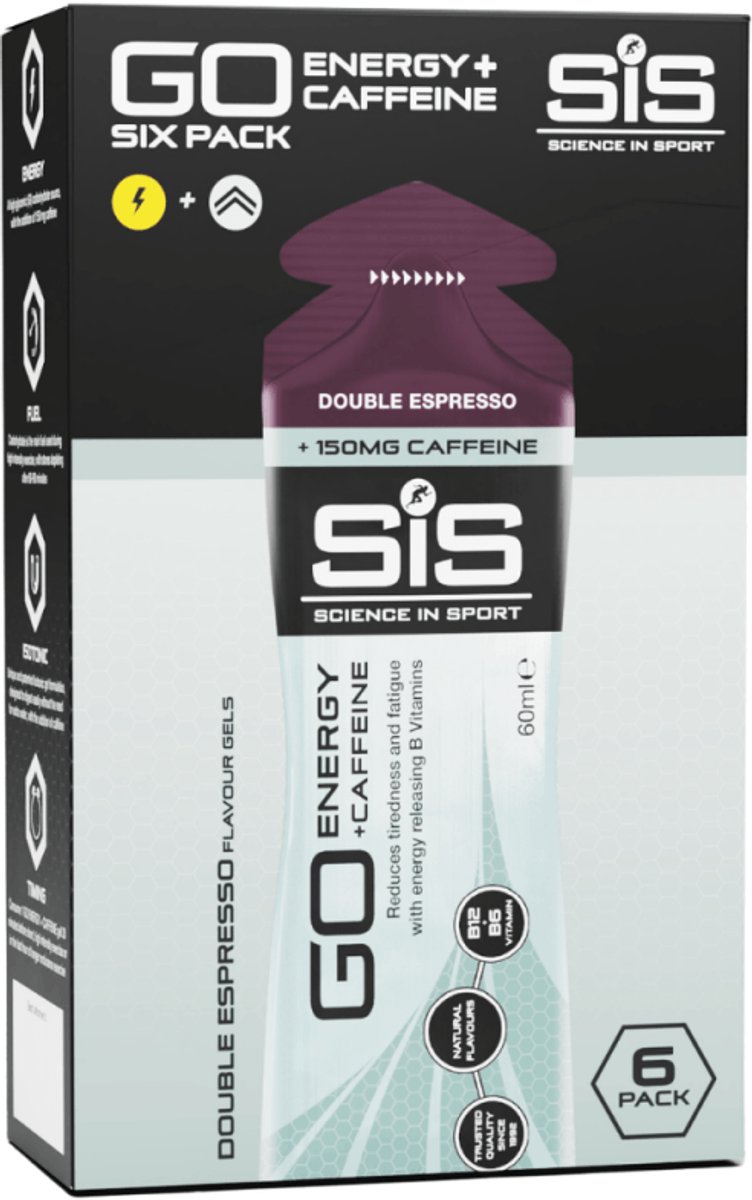 SIS GO Energy + Caffeine Gels (6x60ml) Double Espresso - Energie & Uithoudingsvermogen - Energie Gels