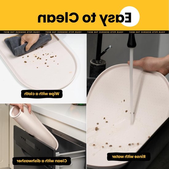 Honden- en kattenvoer mat met verhoogde randen van 1,2 cm, waterdicht en BPA-vrij, ideaal voor voer- en waterbakken — afbeelding 3