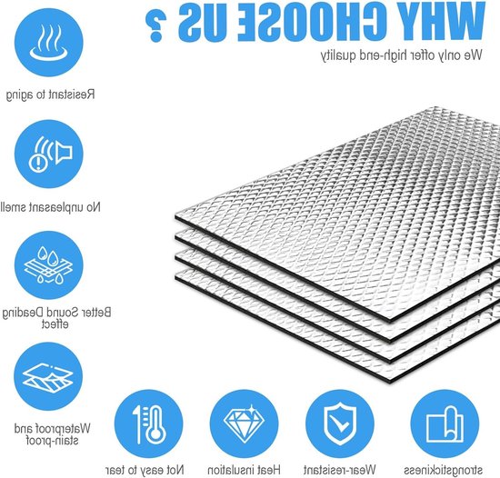 Zelfklevende Isolatiematten 40 x 25 cm - Geluidsisolatie en Warmte-isolatie voor Auto's, Deuren en Motorruimtes, Snijbaar voor Perfecte Pasvorm — afbeelding 4