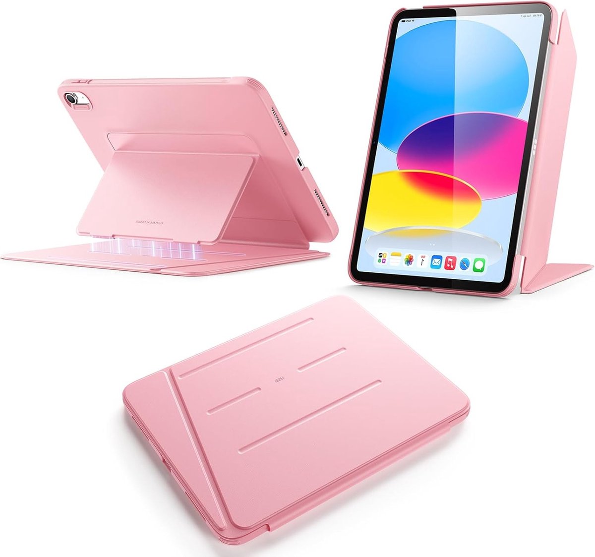 Beschermhoes voor iPad 11e Generatie met Verticale Stand, Meerdere Hoekinstellingen en Ultra Stabiele Hybride Bescherming in Roze
