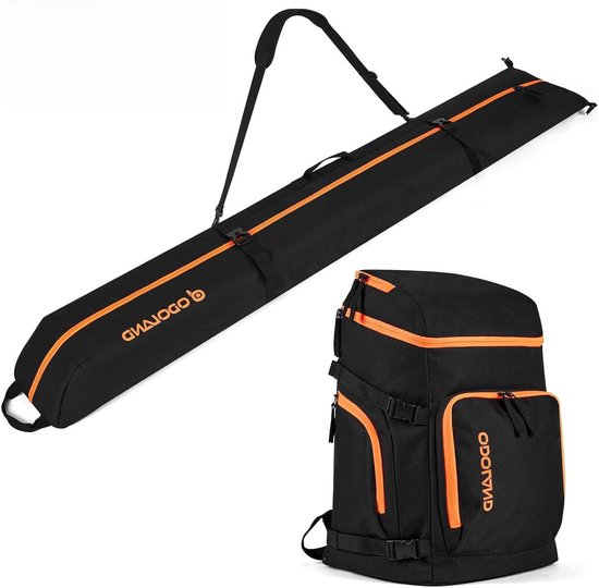 Ski- en snowboardtas set met 50L rugzak, gevoerd en waterdicht, geschikt voor luchtvervoer en opslag van ski's tot 200 cm