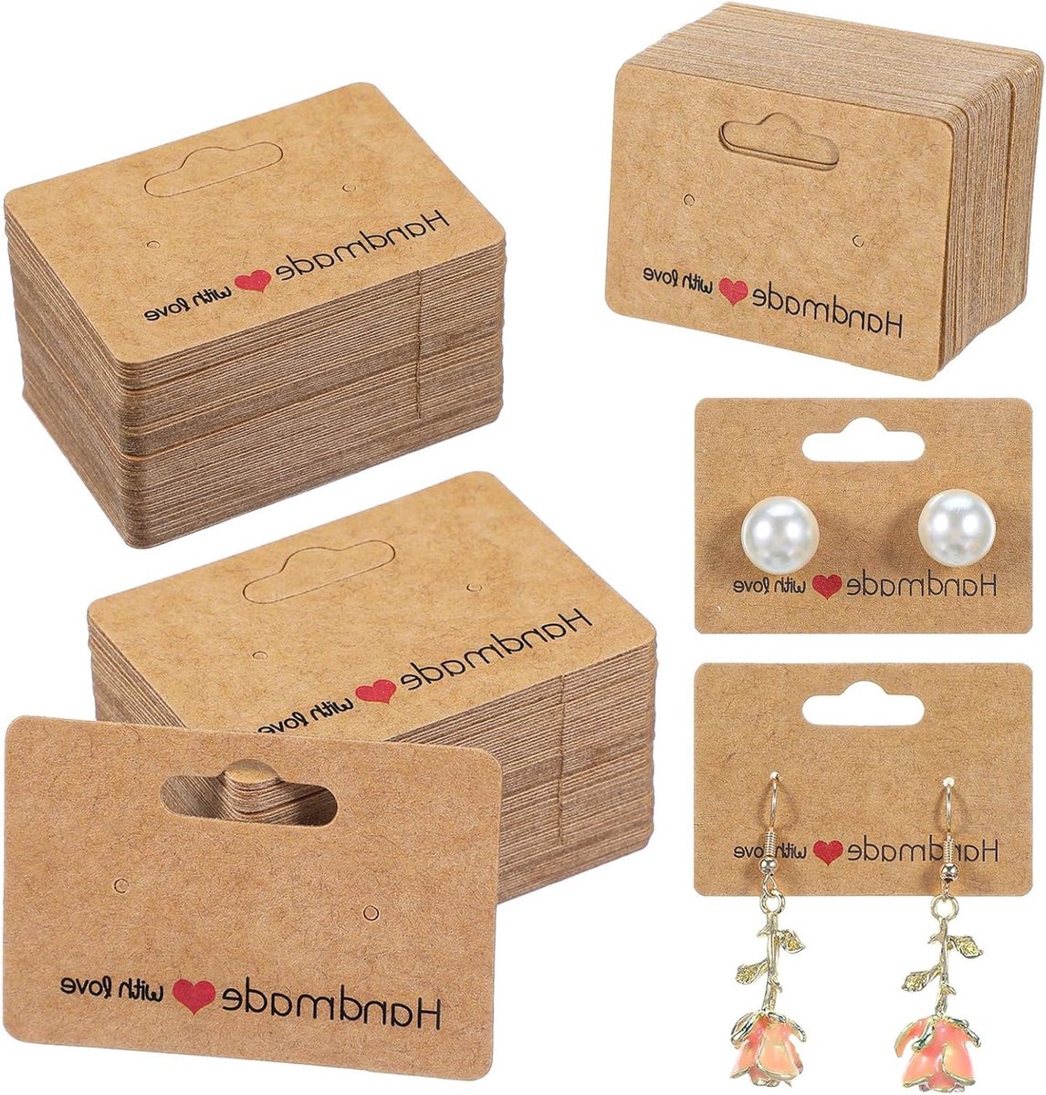 200 Stuks Earring Storage Cards 5x3.5 cm voor het Presenteren van Oorbellen, DIY Accessoires en Verpakking van Sieraden