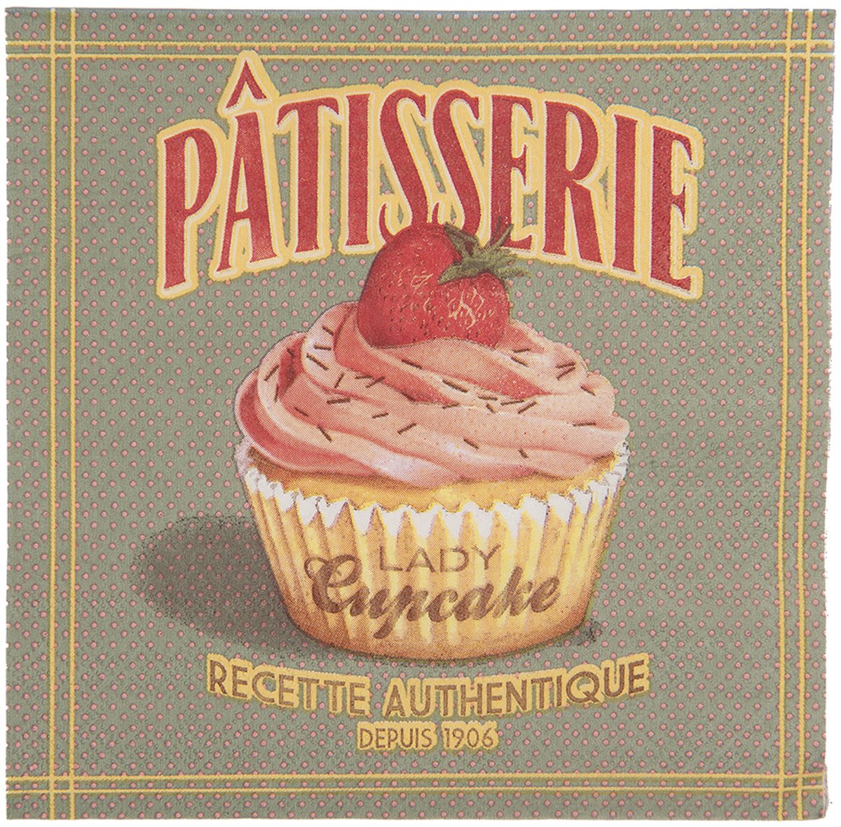 Clayre & Eef Servetten Papier Set van 20 33x33 cm Grijs Papier