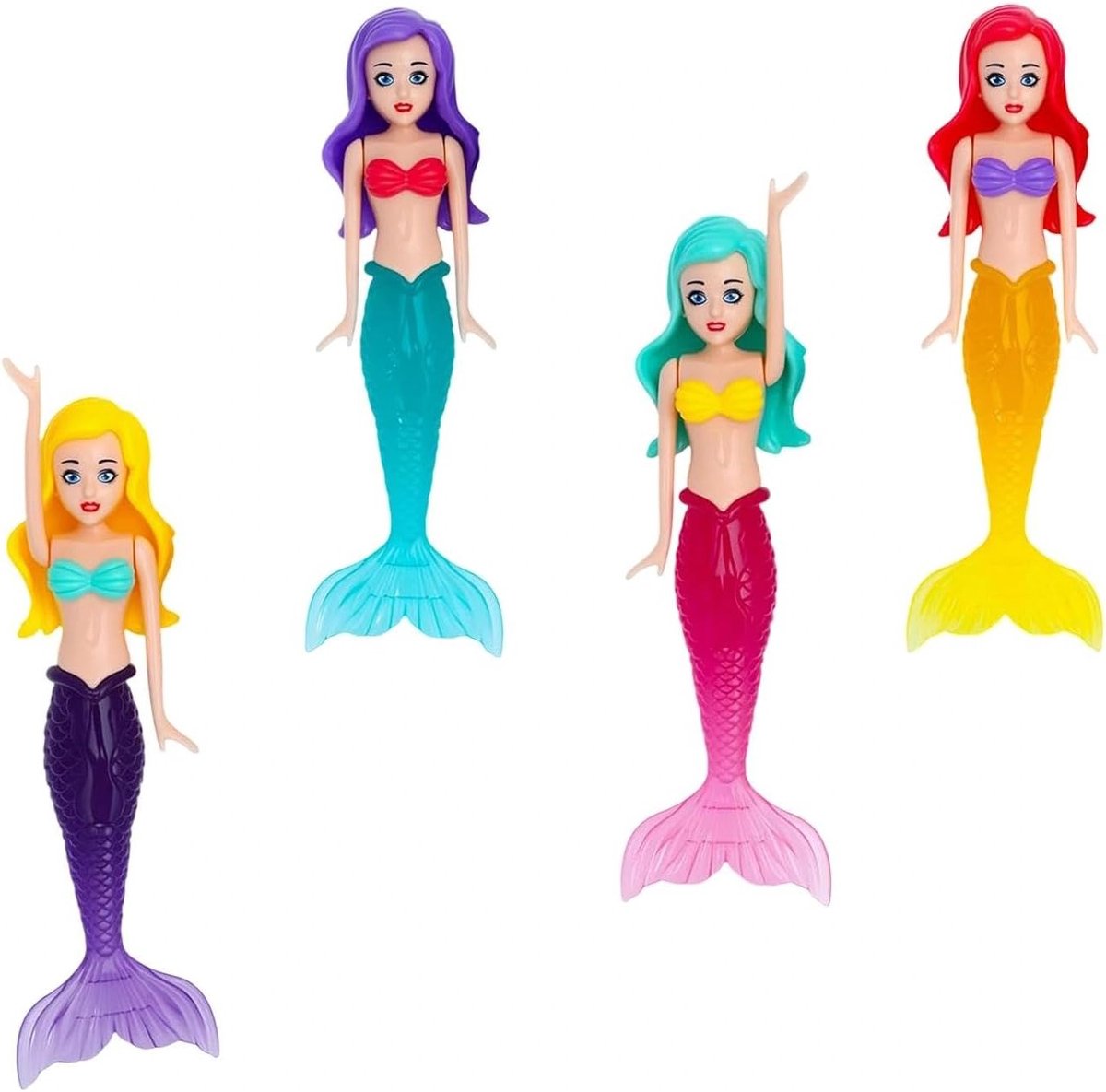 Set van 4 Duik Speelgoed voor Kinderen, Kleurrijke Zeemeermin Toys voor Zwemtraining in Zwembad en Bad, Ideaal voor Waterplezier