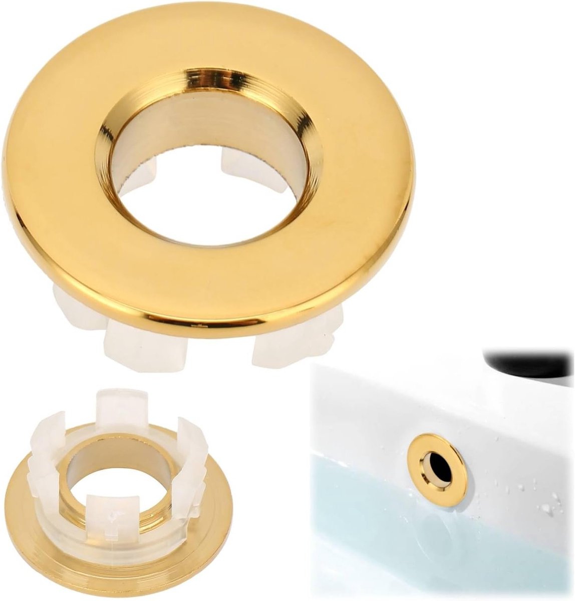 Ronde Overloopring voor Wastafel, Chroom Afvoerplug voor Keuken en Badkamer, Decoratieve Oplossing voor Overloopgaten
